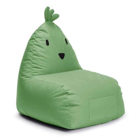 Lumaland Kindersitzsack Chicken | Sitzsack Tier Familie für Kinder | Wasserabweisender Bean Bag für Indoor & Outdoor | Pflegeleichtes Material | 80 x 75 x 75 cm & 3,1 kg leicht [Grün]