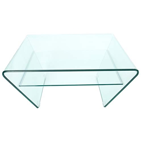 invicta INTERIOR Moderner Glas Couchtisch FANTOME 70cm Trapez mit Ablage transparent Glastisch Wohnzimmertisch Tisch