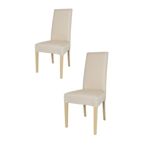 t m c s Tommychairs - 2er Set Moderne Stühle Chiara für Küche und Esszimmer, robuste Struktur aus lackiertem Buchenholz Farbe Naturfarben, gepolstert und mit Stoff in der Farbe Elfenbein bezogen