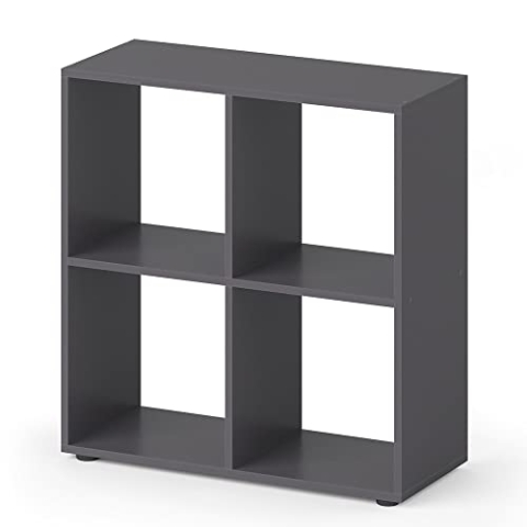 Vicco Raumteiler Tetra, stehendes Bücherregal, Grau, 72 x 72.6 cm