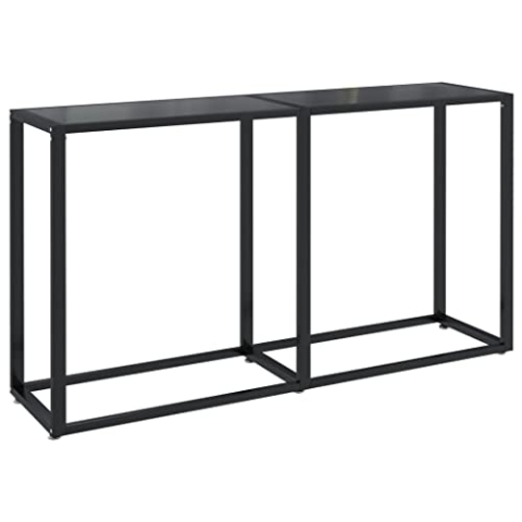 vidaXL Konsolentisch Konsole Beistelltisch Flurtisch Sideboard Ablagetisch Wandtisch Glastisch Tisch Schwarz 140x35x75,5cm Hartglas Stahl