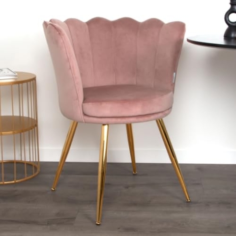 Milton & Oldbrook Samt Esszimmerstuhl Andria, Rosa