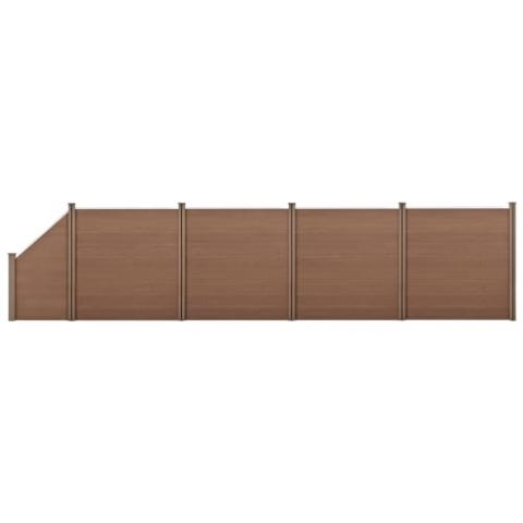neu.holz WPC Gartenzaun mit abgeschrägtem Zaunelement 183x799cm Braun Sichtschutz Windschutz Lamellenzaun Zaun Schrägelement