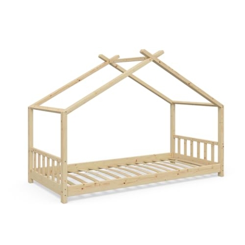 VitaliSpa Hausbett Design, Bett aus Holz, Naturholz, 90x200 cm