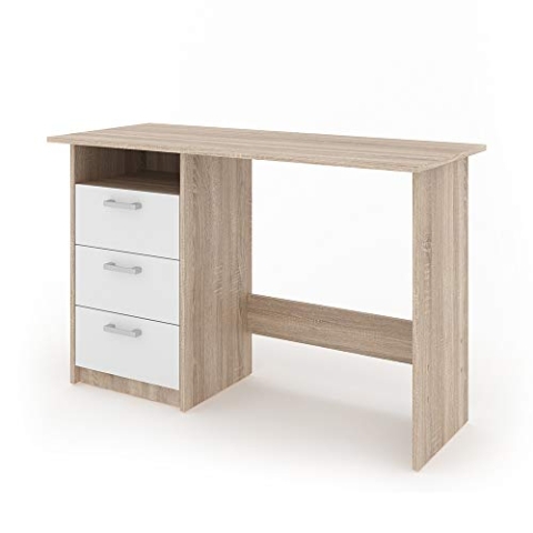 Vicco Schreibtisch Meiko, Arbeitstisch für das Büro, Sonoma/Weiß, 120 x 50 cm