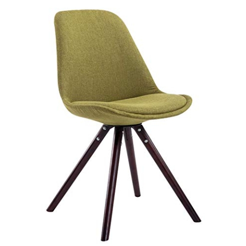 CLP Retro-Stuhl Toulouse Rund Mit Stoffbezug Und Hochwertigem Sitzpolster I Lehnstuhl Mit Stabilem Holzgestell I Sitzhöhe 48 cm, Farbe:grün, Gestell Farbe:Cappuccino