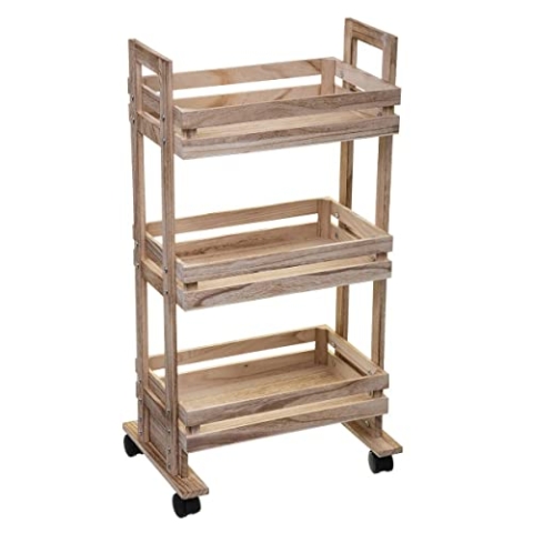 Servierwagen mit rollen 3 etagen aus holz cagette - 5 five simply smart
