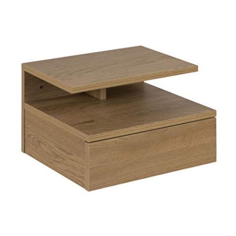 AC Design Furniture Fia Nachttisch mit 1 Schublade in Wildeichenoptik, 1 Stück, Wandschrank im Minimalistischen Stil, Kleiner Nachttisch für die Wandmontage, B: 35 x H: 22,5 x T: 32 cm