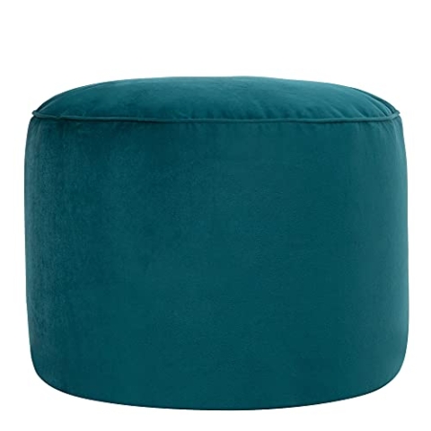 Icon Milano Hocker, Blaugrün, Flauschiger Samt Stoff, Samt Sitzsack, Sitzpuff Hocker mit Füllung, Fußhocker für das Wohnzimmer, Deko Wohnzimmer