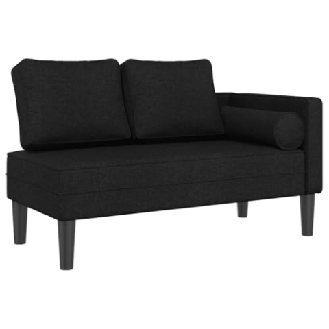 vidaXL Chaiselongue, Indoor Lounge Sofa mit Kissen, Gepolsterte Recamiere für Wohnzimmer Schlafzimmer Büro, Relaxliege Couch, Schwarz Stoff