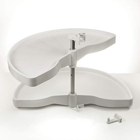 Eckschrankdrehbeschlag 1/2-Kreis Drehbeschlag 1000er Halbkreisboden mit weißen Drehböden belastbar bis 20 Kg pro Boden für 100er Eckschrank von SO-TECH® - Made in Germany