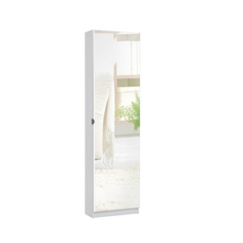 Spiegelschuhschrank, Schuhschrank mit Spiegeltür (B/H/T: 50 x 180 x 20), weiß
