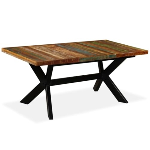 vidaXL Esstisch Industrie-Stil Speisetisch Küchentisch Esszimmertisch Tisch Esszimmer Küche Recyceltes Massivholz Stahlgestell 180cm