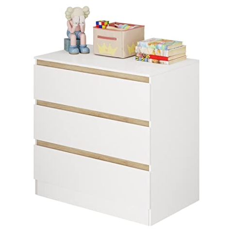 WOLTU Kommode mit 3 Schubladen, Schubladenkommode, Sideboard, Kommodenschrank für Schlafzimmer Wohnzimmer Flur Badezimmer, Kommode modern, 80 x 78 x 48 cm