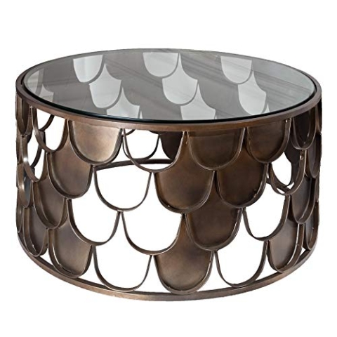 Riess Ambiente Industrial Couchtisch Abstract 60cm antik Messing im Fischschuppen Design Wohnzimmertisch Tisch