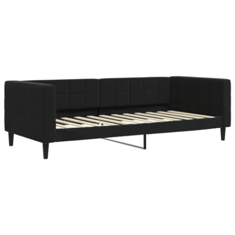 vidaXL Tagesbett, Gästebett 2-in-1, Sofabett Schlafsofa für Schlafzimmer Wohnzimmer, Bettsofa Sofa, Modernes Design, Schwarz 90x200cm Samt
