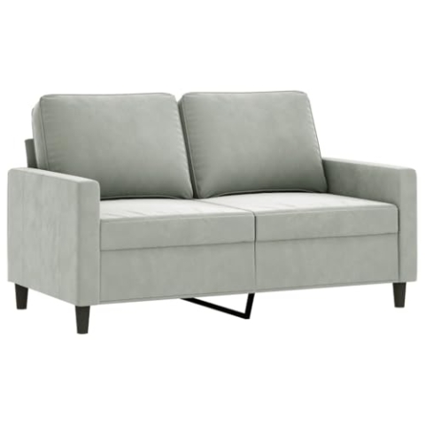 vidaXL Sofa 2 Sitzer, Couch für Wohnzimmer, Polstersofa mit Metallgestell, Loungesofa Zweisitzer Wohnzimmersofa Wohnzimmermöbel, Hellgrau Samt