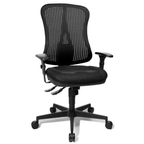 Topstar HE20PBC00 Head Point SY "P4", ergonomischer Bürostuhl, Schreibtischstuhl, Muldensitz, inkl. Armlehnen, Netzrücken, Stoffbezug schwarz