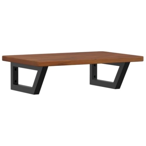 vidaXL Waschtischplatte mit Halterung, Holzplatte Waschtischkonsole Wandmontage, Waschbeckenplatte Wandkonsole Wandregal, Stahl Massivholz Eiche