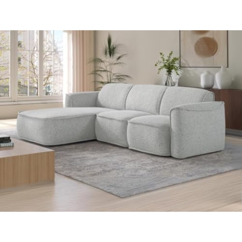 Vente-unique-Ecksofa - Ecke Links - melierter Stoff - Grau - DIOMARO