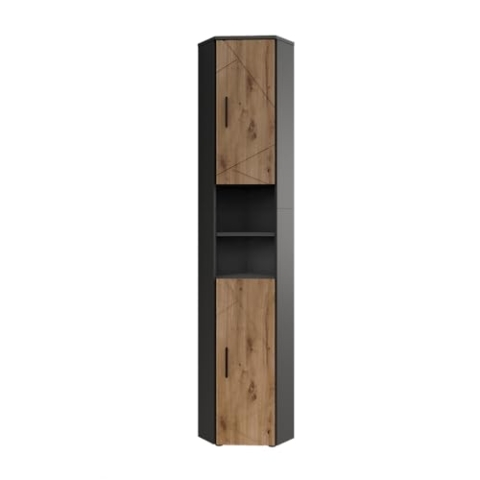 Vicco Badschrank Irma, Anthrazit/Goldkraft Eiche, 33 x 192 cm mit 2 Türen
