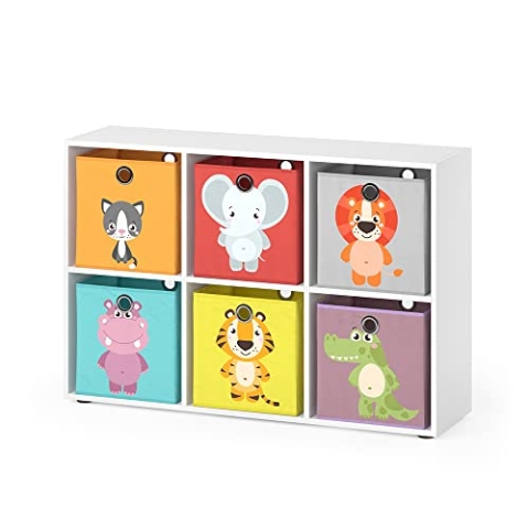 Vicco Kinderregal, Weiß, 107.2 x 72.6 cm mit 6 Faltboxen