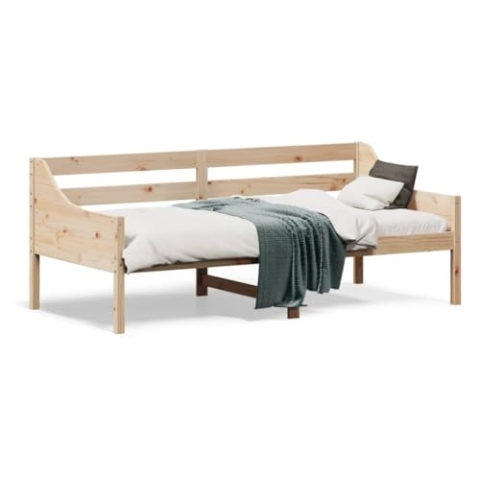 vidaXL Tagesbett, Bett mit Sperrholzlatten, Bettgestell mit Schutzgitter, Bettrahmen Holzbett Gästebett, 75x190cm Massivholz Kiefer