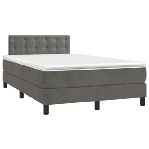 vidaXL Boxspringbett mit Matratze Doppelbett Bett Polsterbett Bettrahmen Bettgestell Lattenrost Hotelbett Schlafzimmerbett Dunkelgrau 120x200cm Samt
