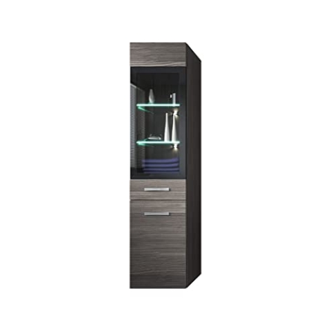 Rio Badschrank Eiche Grau 131 cm - Regal Hochschrank Badmöbel Badmöbel