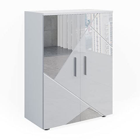 Vicco Midischrank Irma, Badmöbel, Weiß Hochglanz mit Einsätzen, 60 x 81 cm