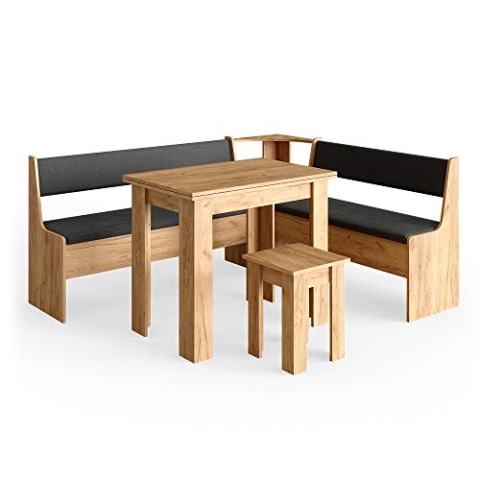Vicco Eckbankgruppe Roman, Goldkraft Eiche/Anthrazit, 180 x 150 cm mit Tisch