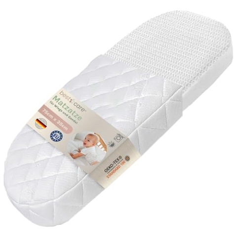 BestCare Babybettmatratze Aero 35x75 x 6cm für Stubenwagen oval Kinderbett Babymatratze Kinderwagen Wiege Babybett waschbarer Aloe Vera Bezug Optimale Luftzirkulation Standard 100 by Oeko-TEX