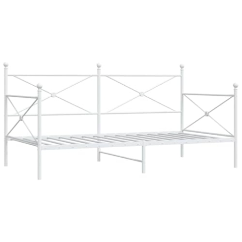 vidaXL Tagesbett ohne Matratze Weiß 100x200 cm Stahl, Schlafbett, Schlafsofa, Couchbett, Gästebett, Tagesbettsofa, bequemes Schlafsofa