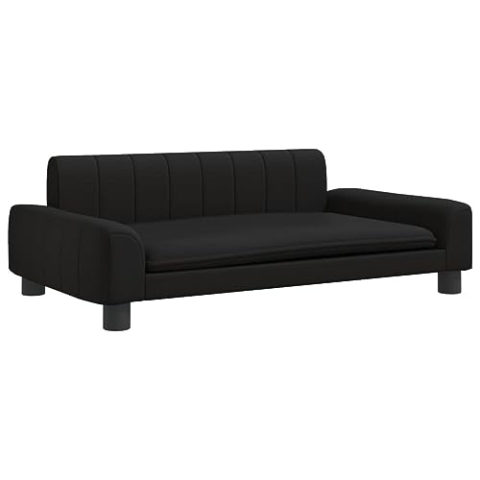 vidaXL Kindersofa, Couch für Kinder, Kindercouch mit runden Kanten, Kindersessel Minisofa Polstersofa Kindermöbel Sofa Kinderzimmer, Schwarz Kunstleder