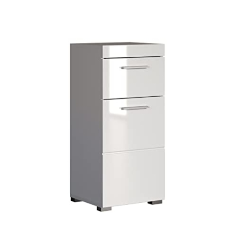 trendteam smart living - Badkommode Kommode - Bad - Amanda - Aufbaumaß (BxHxT) 37 x 79 x 31 cm - Farbe Weiß Hochglanz - 139380201