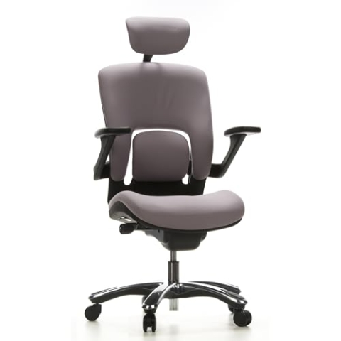 hjh OFFICE 652040 High End Bürostuhl Vapor LUX Stoff Grau Ergonomischer Drehstuhl mit Flexibler Lendenwirbelstütze