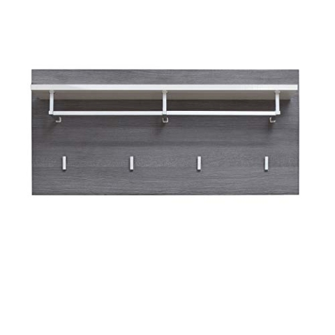 trendteam smart living - Garderobenpaneel Paneel - Garderobe - Line - Aufbaumaß (BxHxT) 80 x 40 x 28 cm - Farbe Sardegna Rauchsilber mit Weiß - 189844403
