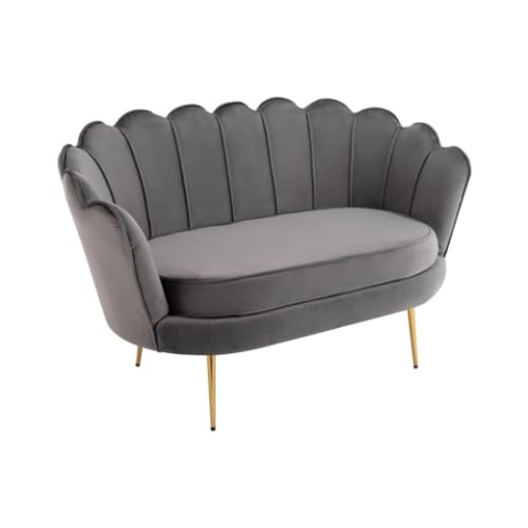 Muschelsofa 2-Sitzer - Samt - Anthrazit - DANDELION