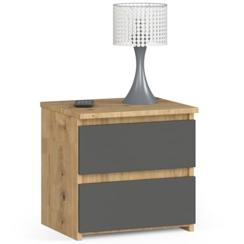 AKORD | Kommode Set 2 Schubladen Sideboard Mehrzweckschrank Schrank | Schreibtisch | ecktisch | Eck Schreibtisch für Home Office | Einfache Montage | 40x40x35 | Artisan Eiche & Graphitgrau Front