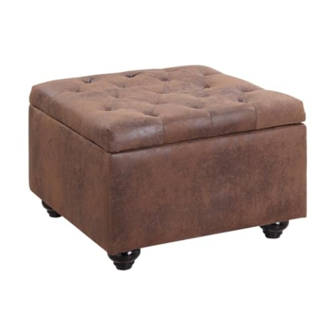 Vente-unique-Sitzhocker mit Staukasten - Microfaser - Braun - LOMAI