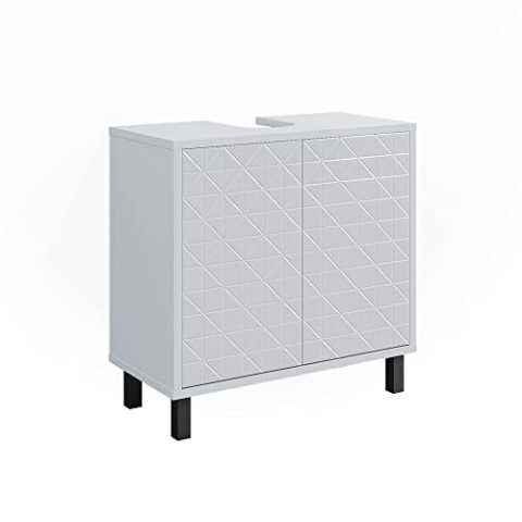 Vicco Waschbeckenunterschrank Agasta, Waschtischunterschrank, Weiß Hochglanz, 56.2 x 57.1 cm