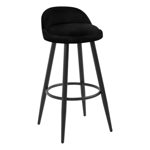 WOLTU Barhocker, Barstuhl Küchenhocker, hoher Hocker mit Rückenlehne Fußstütze, aus Samt Metall, für Bars Theken Bistros, Schwarz, BH296sz-1
