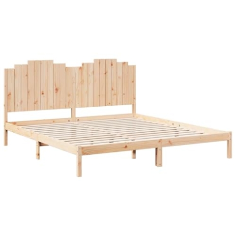 vidaXL Massivholzbett, Bett Extra Lang ohne Matratze, Bettgestell mit Lattenrost Kopfteil, Holzbett Doppelbett für Schlafzimmer, 200x220cm