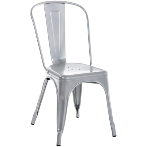 CLP Stuhl Benedikt I Metallstuhl stapelbar und pflegeleicht I Stapelstuhl bis 200 kg belastbar I Sitzhöhe 44 cm, Farbe:Silber