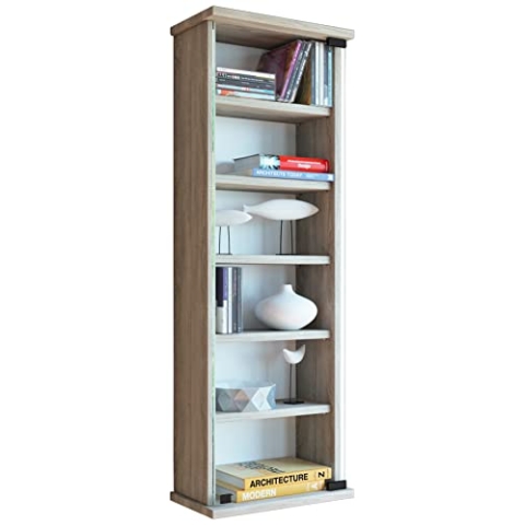 VCM Holz CD DVD Wandregal Hängeregal Wand Schrank Wandvitrine Loposa Glastür Sonoma-Eiche
