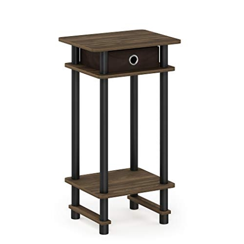 Furinno Hoher Beistelltisch mit Einschüben, Holz, Columbia Walnuss/Schwarz/Dunkelbraun, 29.49 x 39.5 x 70.41 cm