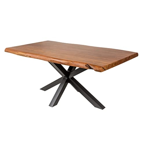 riess-ambiente.de Massiver Baumstamm Esstisch Mammut Nature 180cm Akazie 6cm Tischplatte Sternengestell