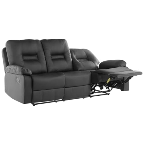 Klassischer 3-Sitzer Sofa Kunstleder schwarz verstellbar Bergen