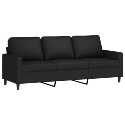 vidaXL Sofa 3-Sitzer, Loungesofa Couch mit Armlehnen Rückenkissen, Wohnzimmersofa Designsofa Metallgestell, Sitzmöbel Dreisitzer, Schwarz Samt