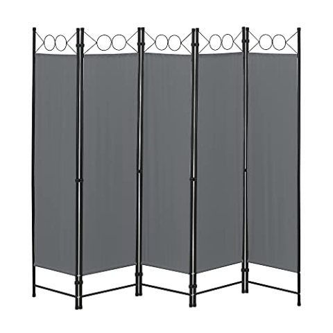 Raumteiler Saragossa 5-teilig 200x171 cm Paravent Trennwand 5-TLG. Sichtschutz Stellwand Spanische Wand Dunkelgrau
